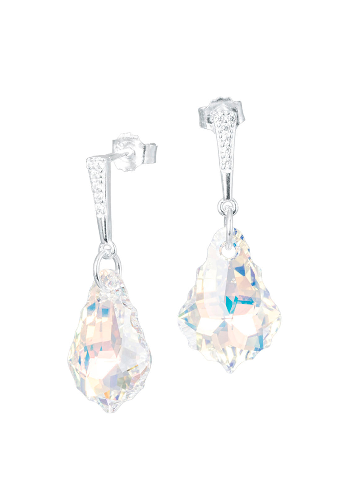 Aros Roma Plata 925 Cristal Genuino Aurora Boreal