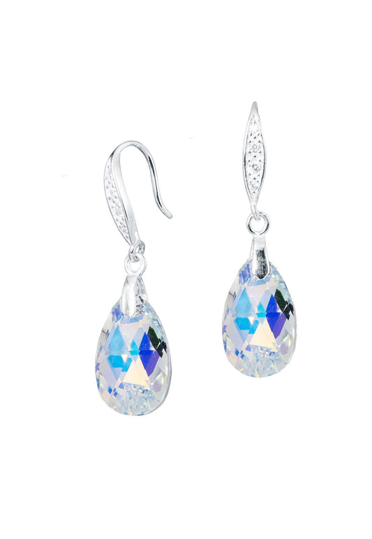 Aros Petra Plata Italiana 925 Cristal Genuino Aurora Boreal