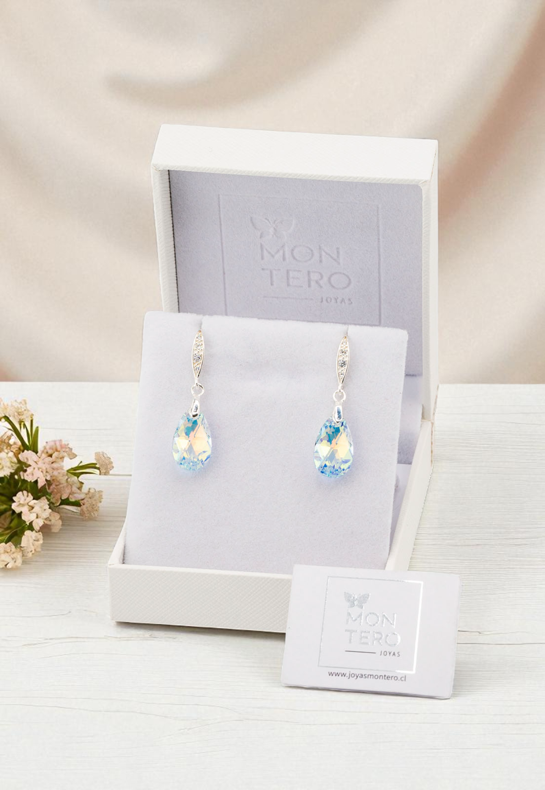 Aros Petra Plata Italiana 925 Cristal Genuino Aurora Boreal