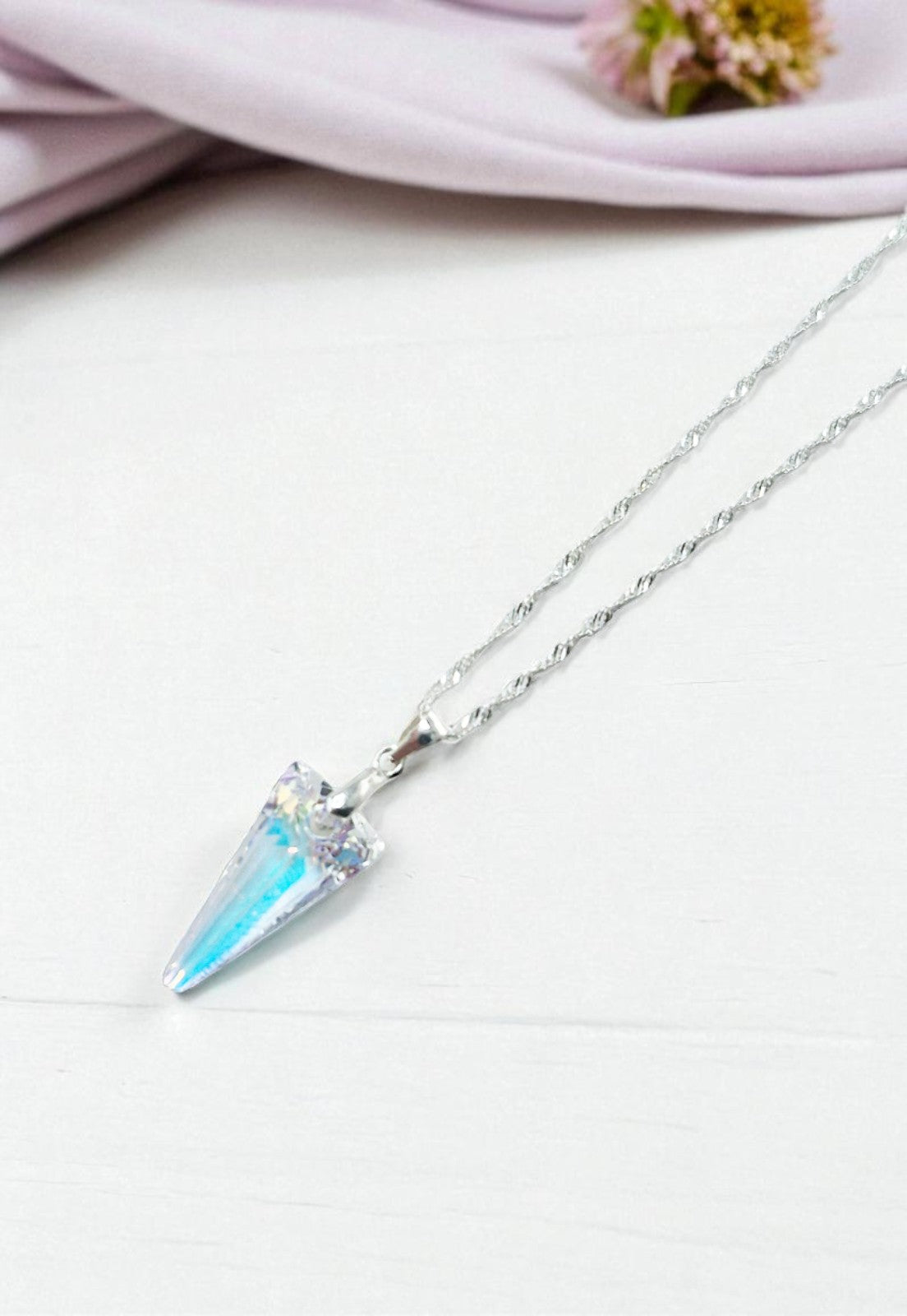 Collar Sevilla Plata Italiana 925 y Cristales Genuinos Aurora Boreal