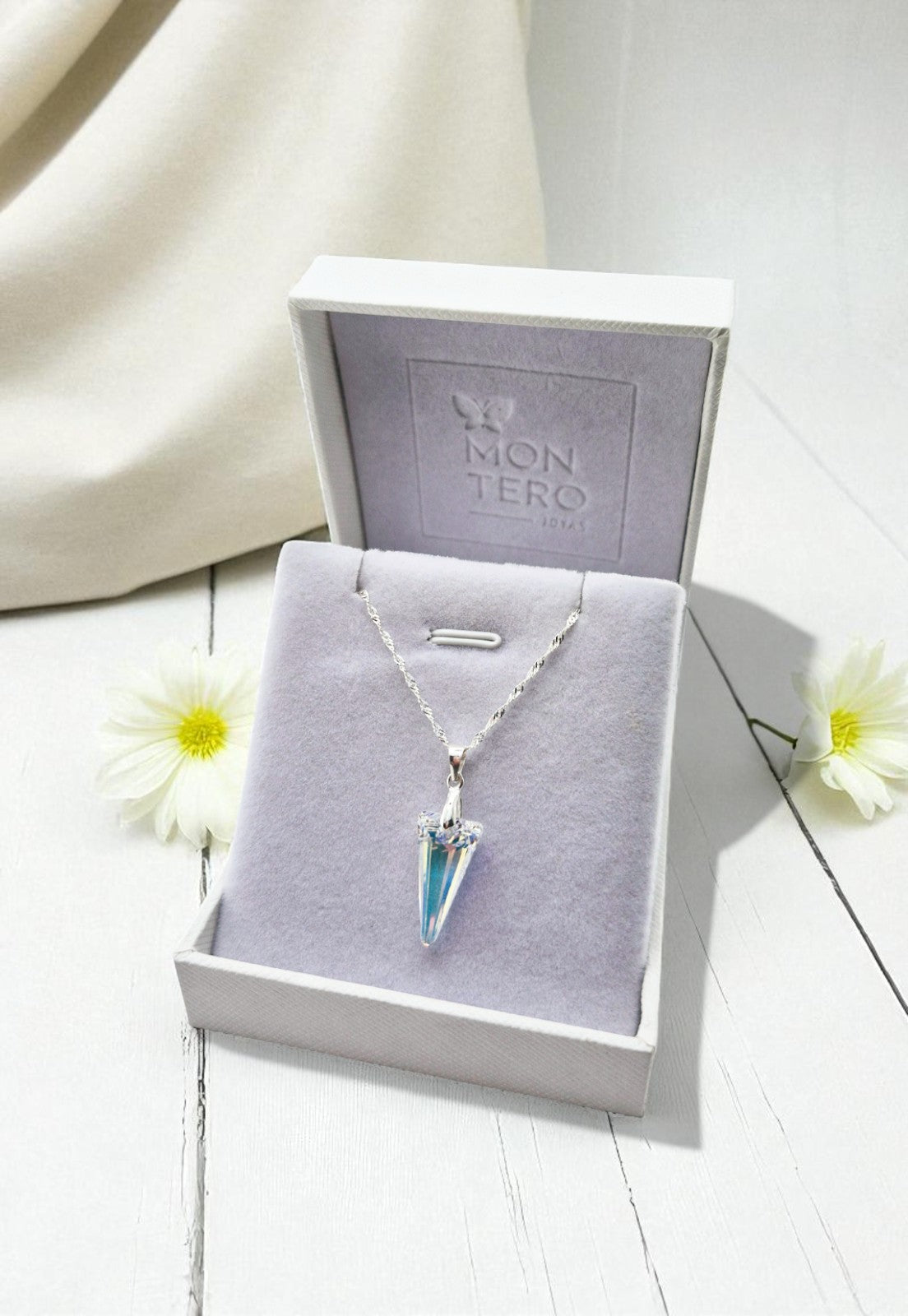 Collar Sevilla Plata Italiana 925 y Cristales Genuinos Aurora Boreal