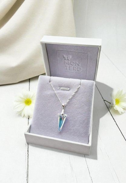 Collar Sevilla Plata Italiana 925 y Cristales Genuinos Aurora Boreal