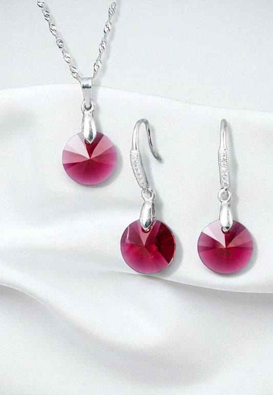 Conjunto Madrid Plata 925 Cristal Genuino Scarleth