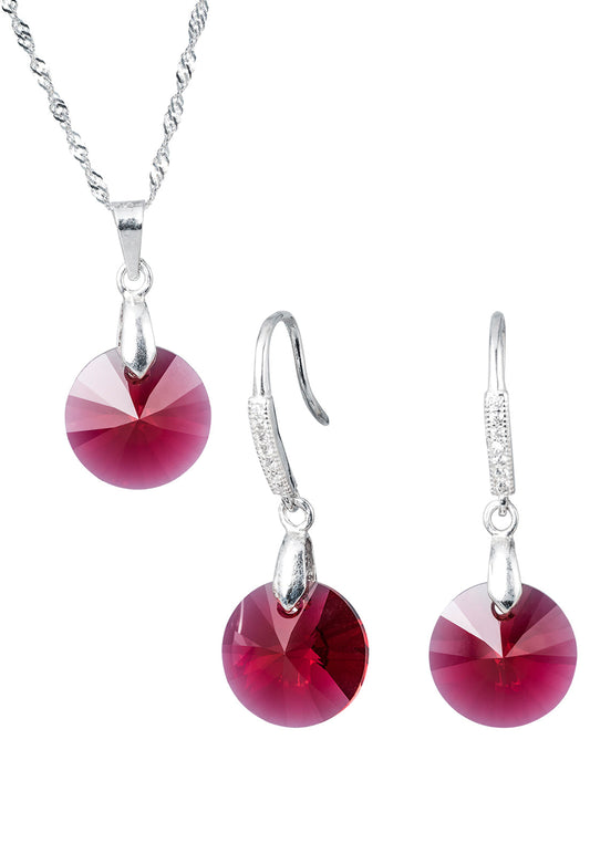 Conjunto Madrid Plata 925 Cristal Swarovski® Scarlet