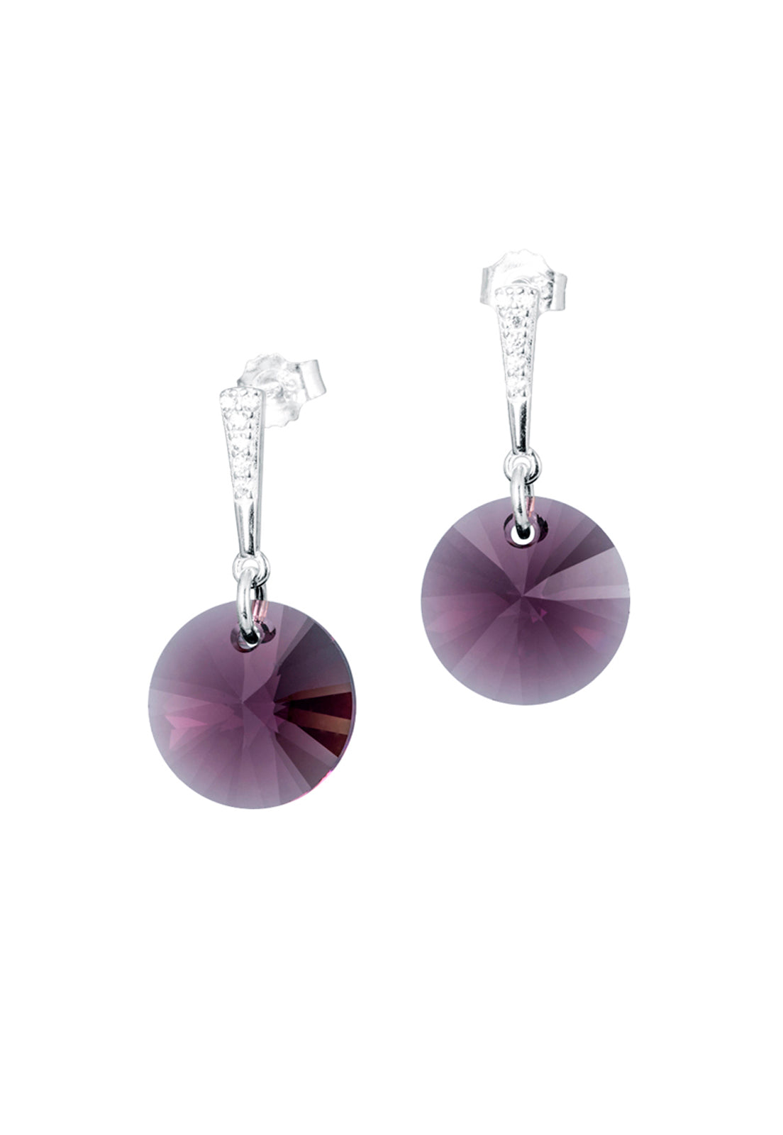 Aros Paris Plata 925 Cristal Genuino Amethyst