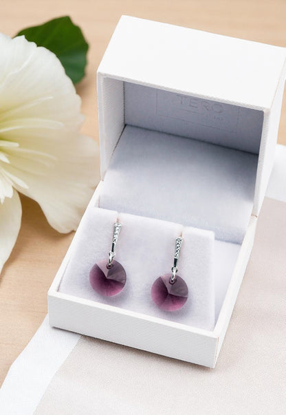 Aros Paris Plata 925 Cristal Genuino Amethyst
