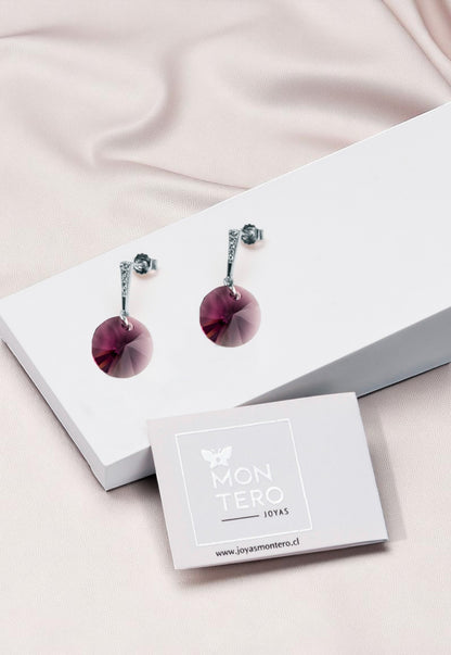 Aros Paris Plata 925 Cristal Genuino Amethyst