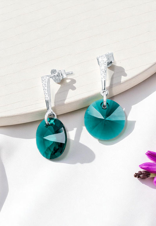 Aros Paris Plata 925 Cristal Genuino Emerald