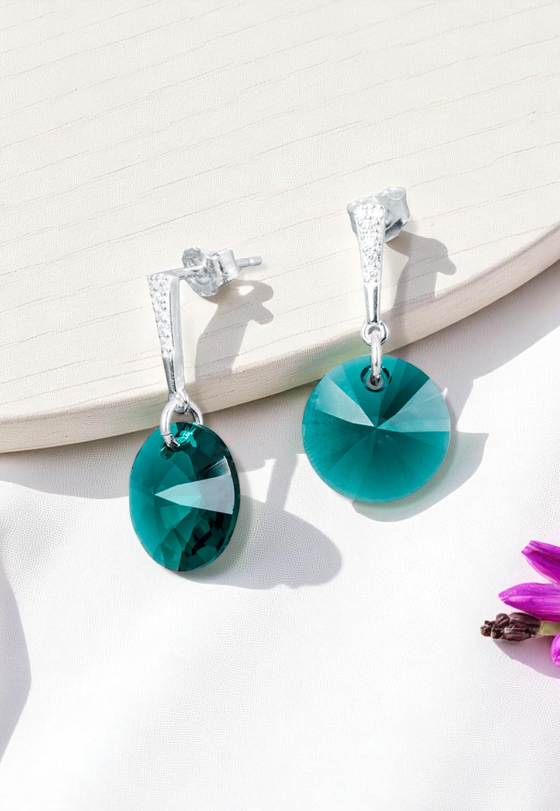 Aros Paris Plata Italiana 925 Cristal Genuino Emerald