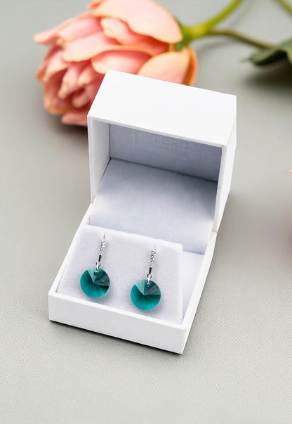 Aros Paris Plata 925 Cristal Genuino Emerald