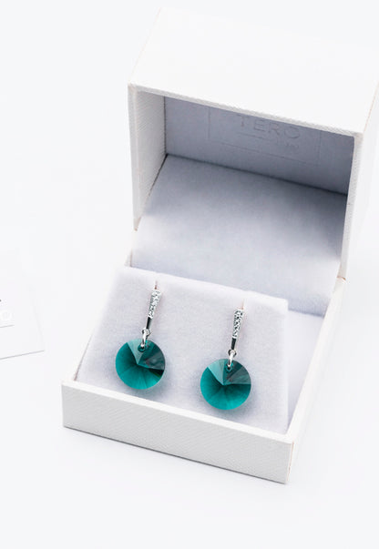 Aros Paris Plata Italiana 925 Cristal Genuino Emerald