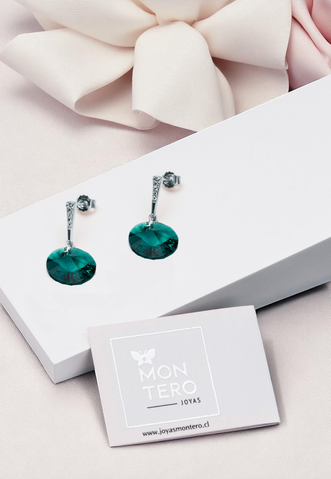 Aros Paris Plata 925 Cristal Genuino Emerald