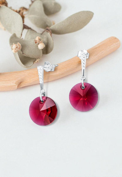 Aros Paris Plata 925 Cristal Genuino Scarlet