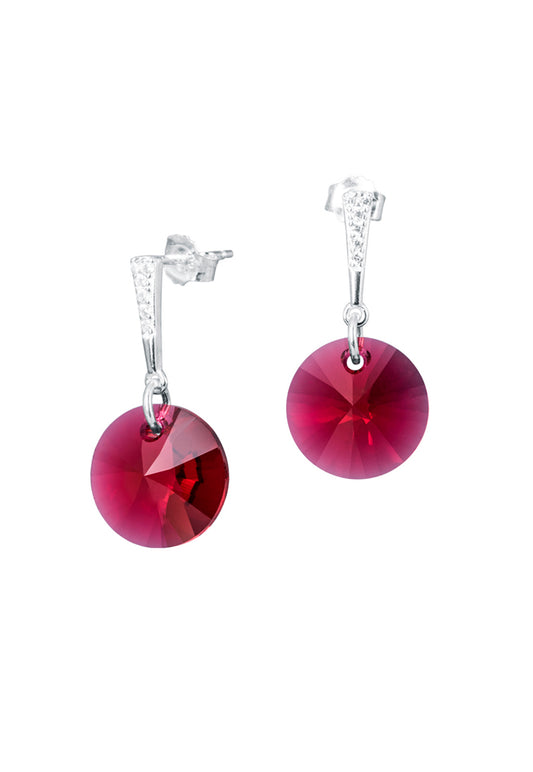 Aros Paris Plata 925 Cristal Genuino Scarlet