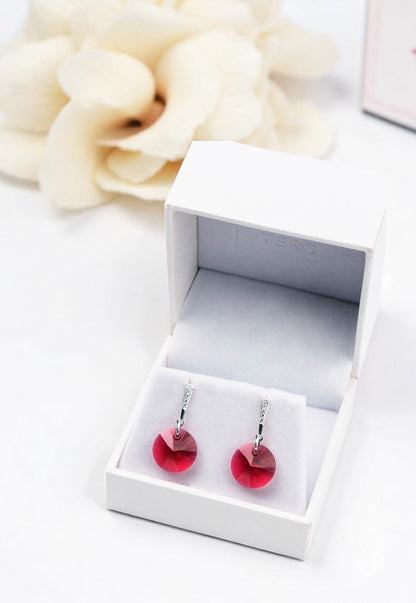 Aros Paris Plata 925 Cristal Genuino Scarlet