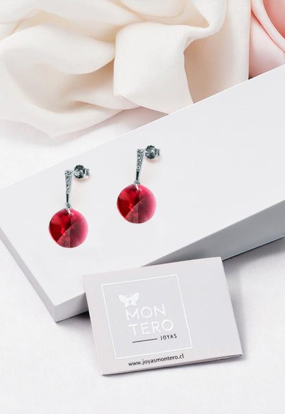 Aros Paris Plata 925 Cristal Genuino Scarlet