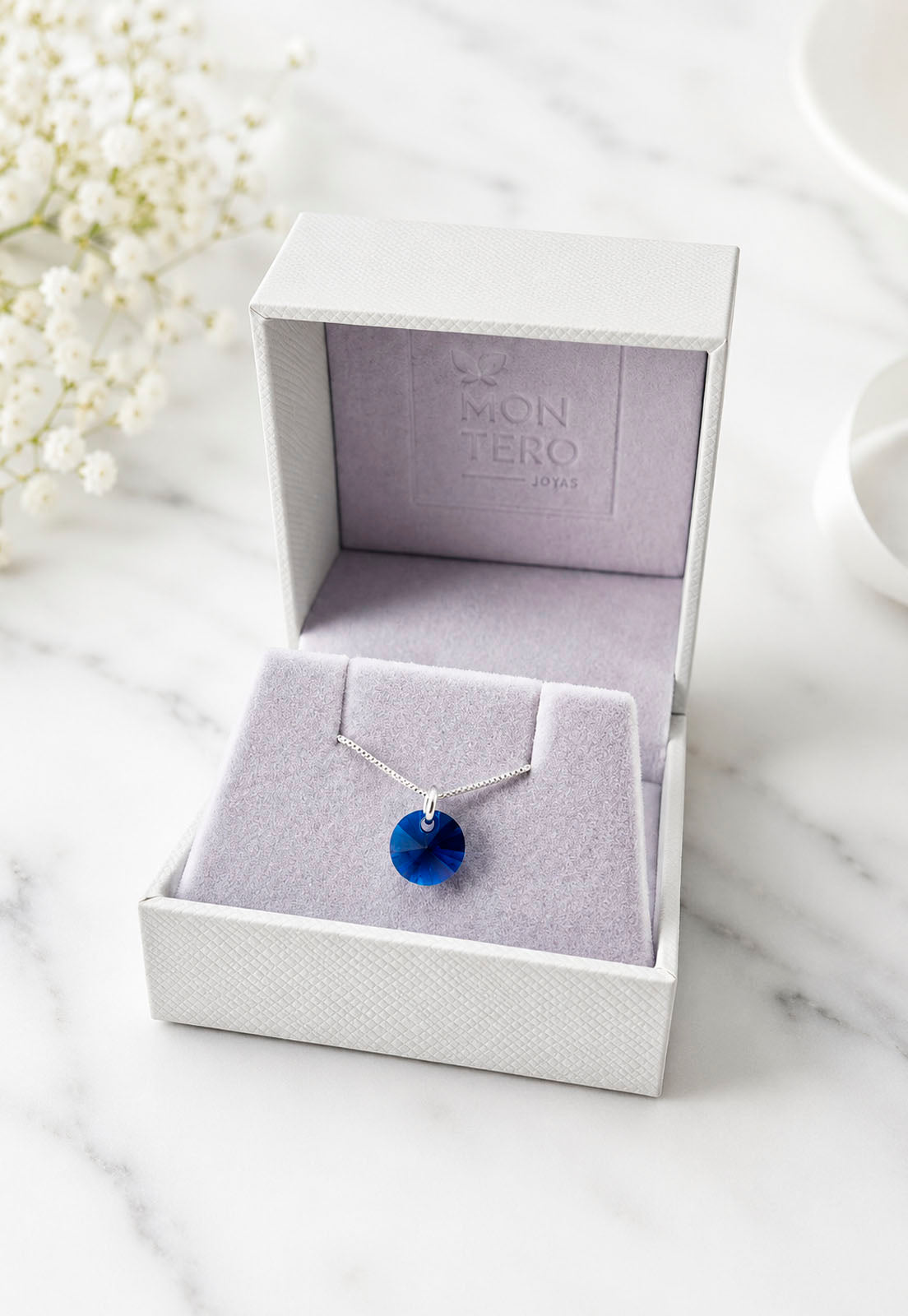 Collar Punto de Luz Plata 925 Cristal Swarovski® Dark Blue