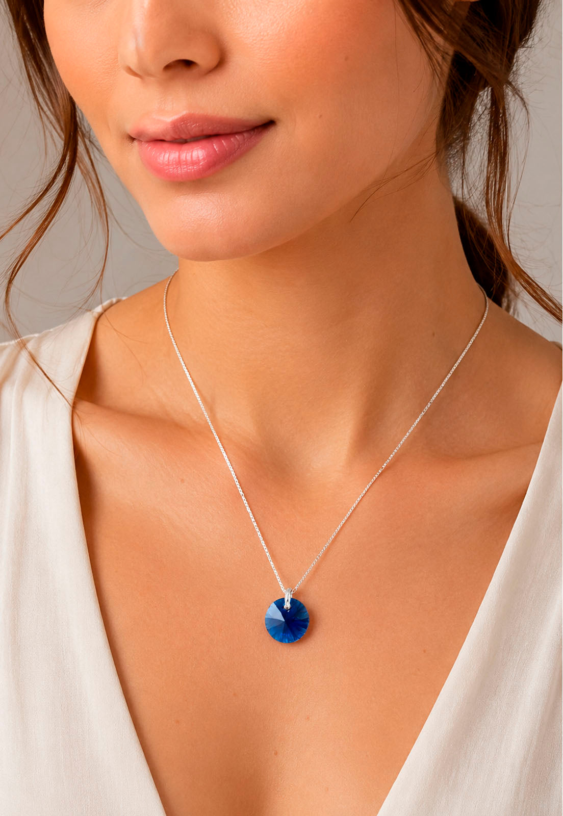 Collar Punto de Luz Plata 925 Cristal Swarovski® Dark Blue