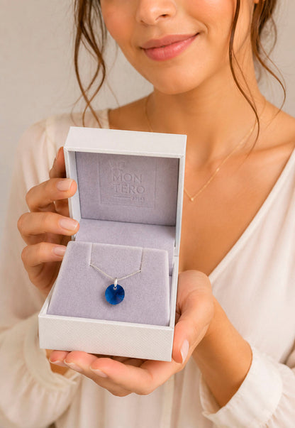 Collar Punto de Luz Plata 925 Cristal Swarovski® Dark Blue