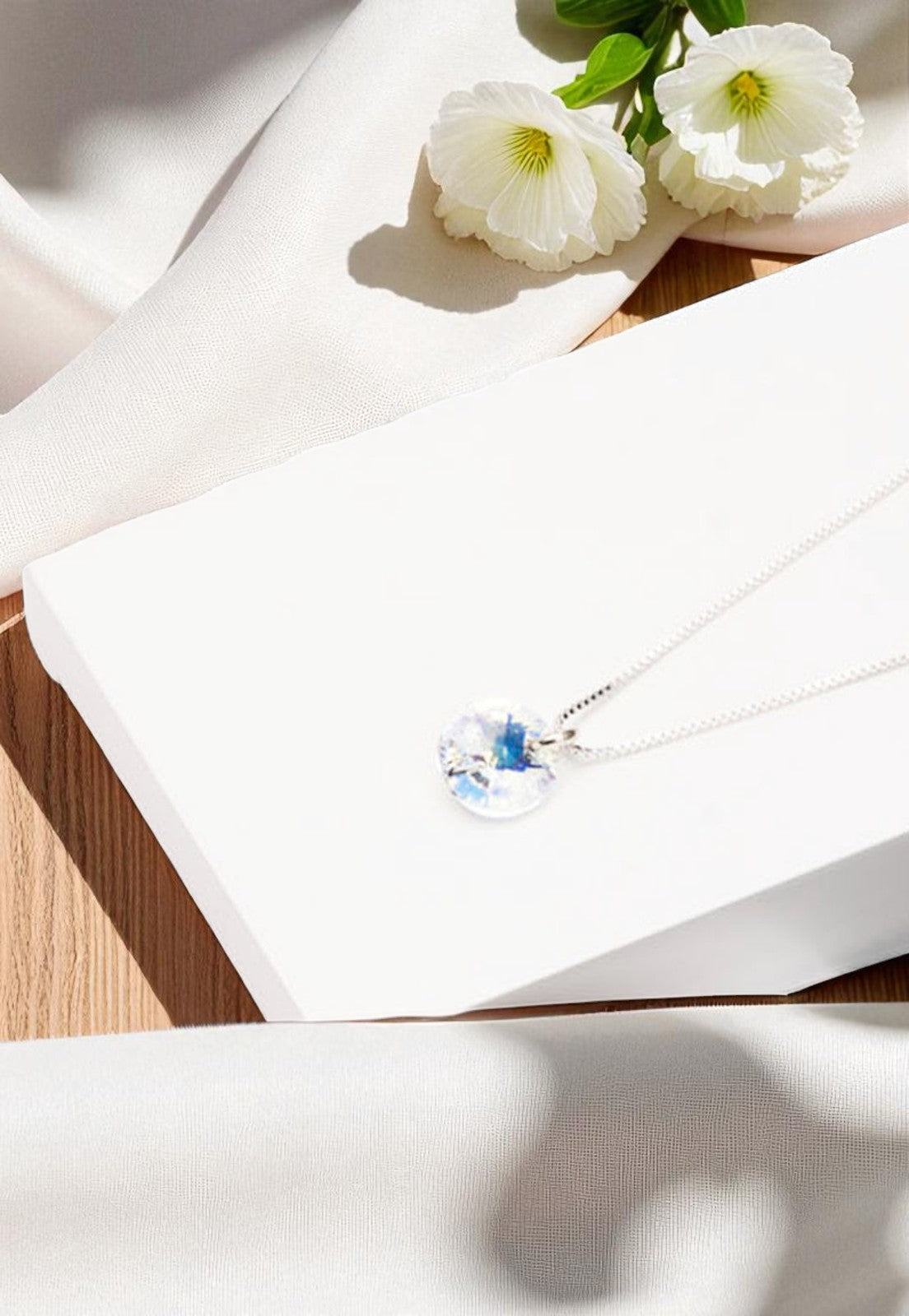 Collar Punto de Luz Plata 925 Cristal Genuino Aurora Boreal