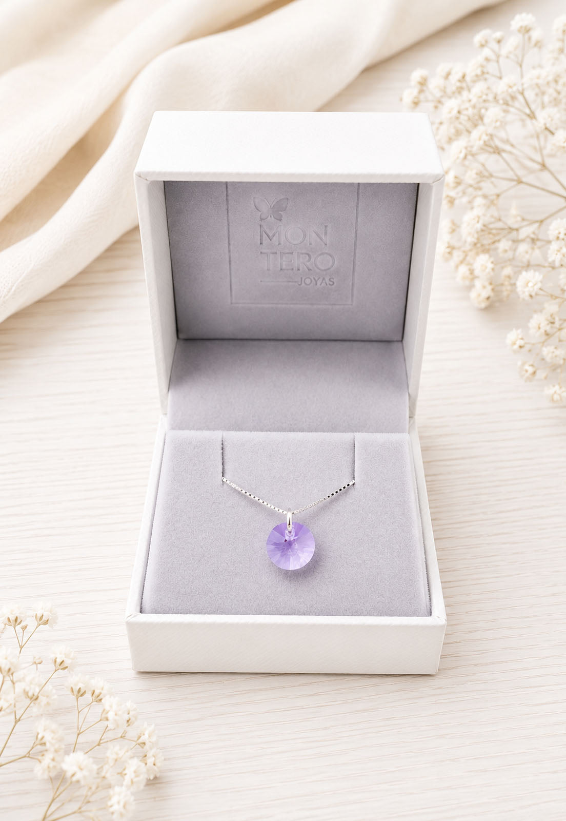 Collar Punto de Luz Plata 925 Cristal Swarovski® Violet