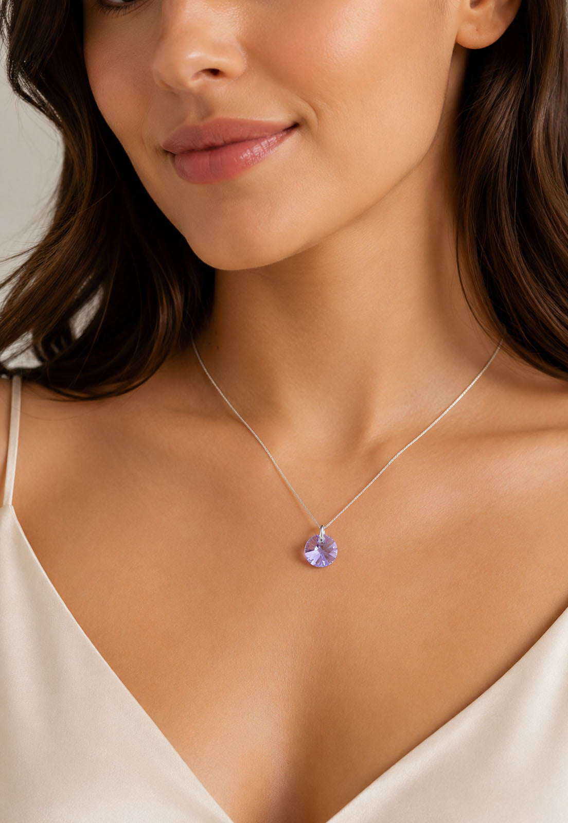 Collar Punto de Luz Plata 925 Cristal Swarovski® Violet