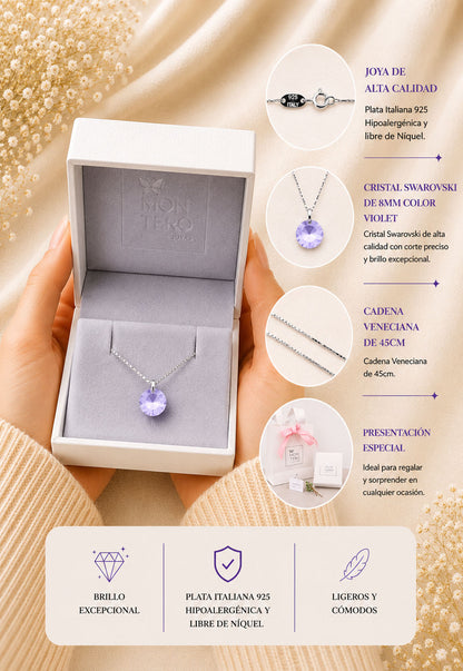 Collar Punto de Luz Plata 925 Cristal Swarovski® Violet