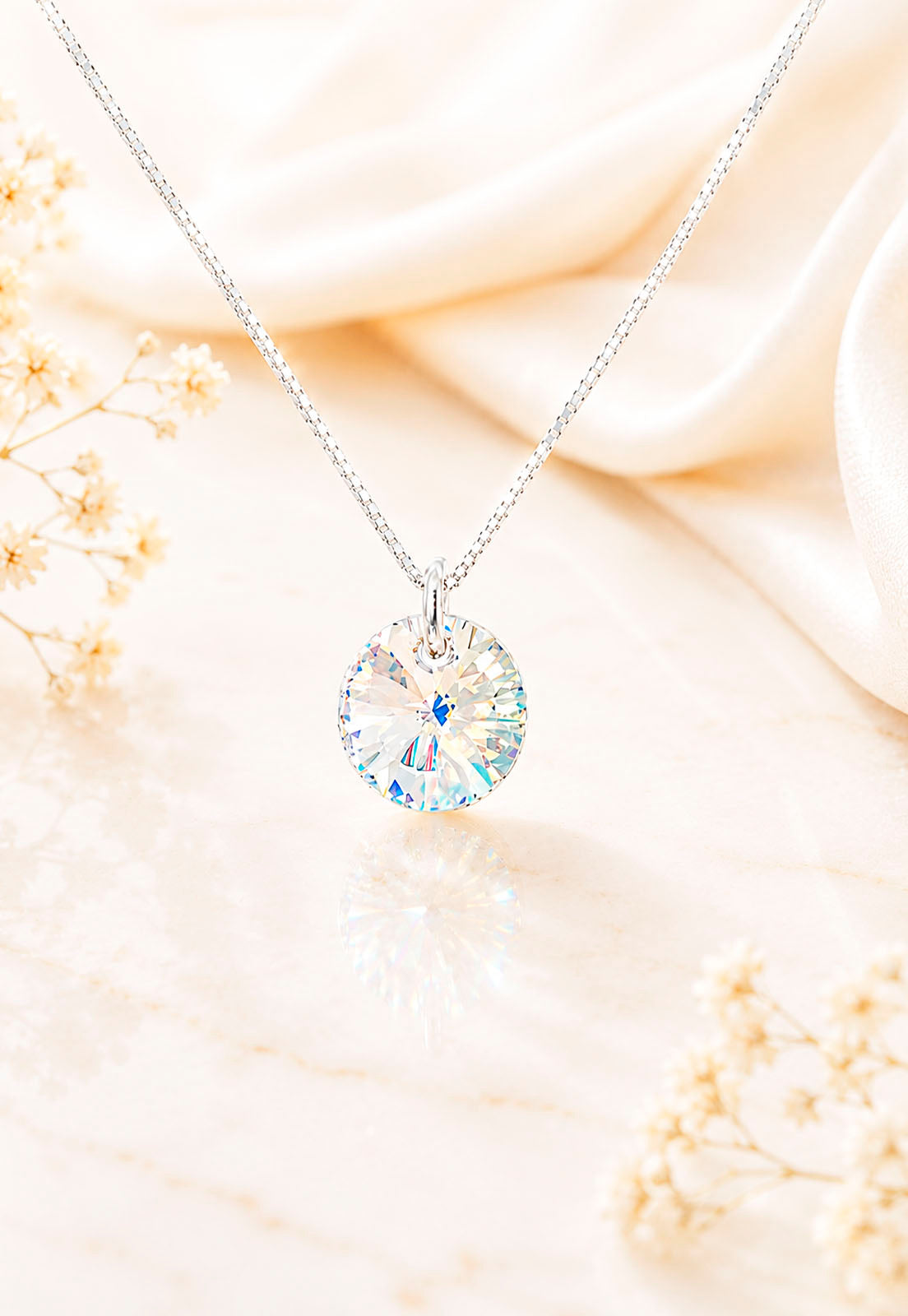 Collar Punto de Luz Plata 925 Cristal Swarovski® Aurora Boreal