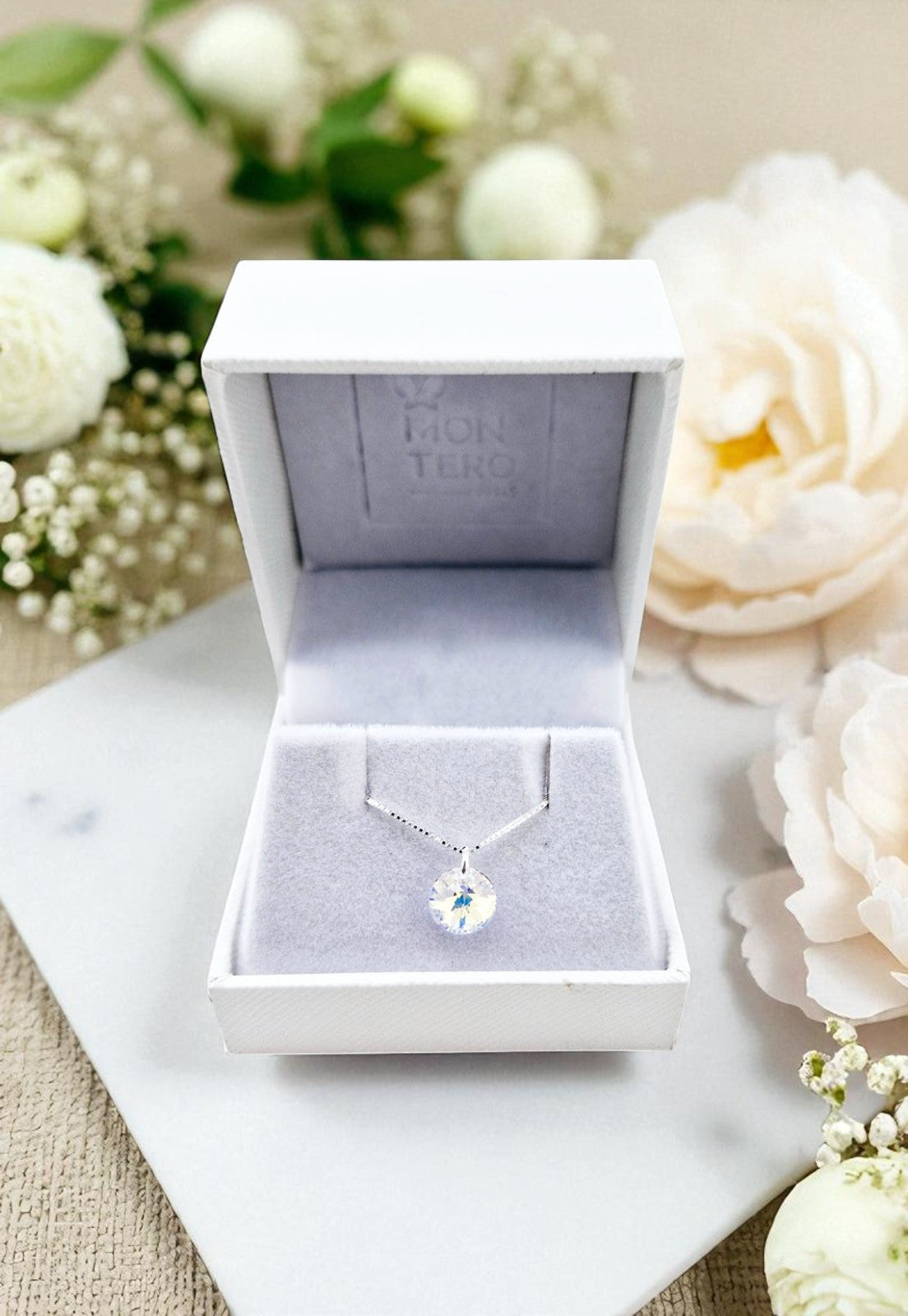 Collar Punto de Luz Plata 925 Cristal Genuino Aurora Boreal