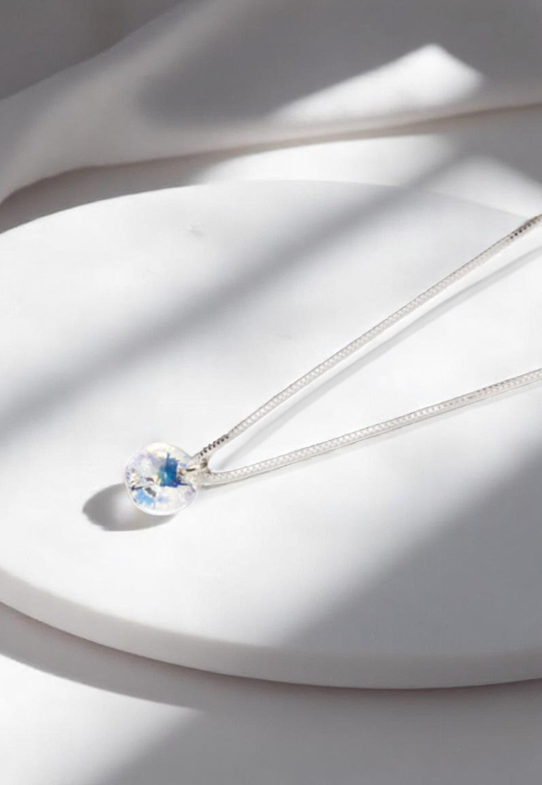 Collar Punto de Luz Plata 925 Cristal Genuino Aurora Boreal