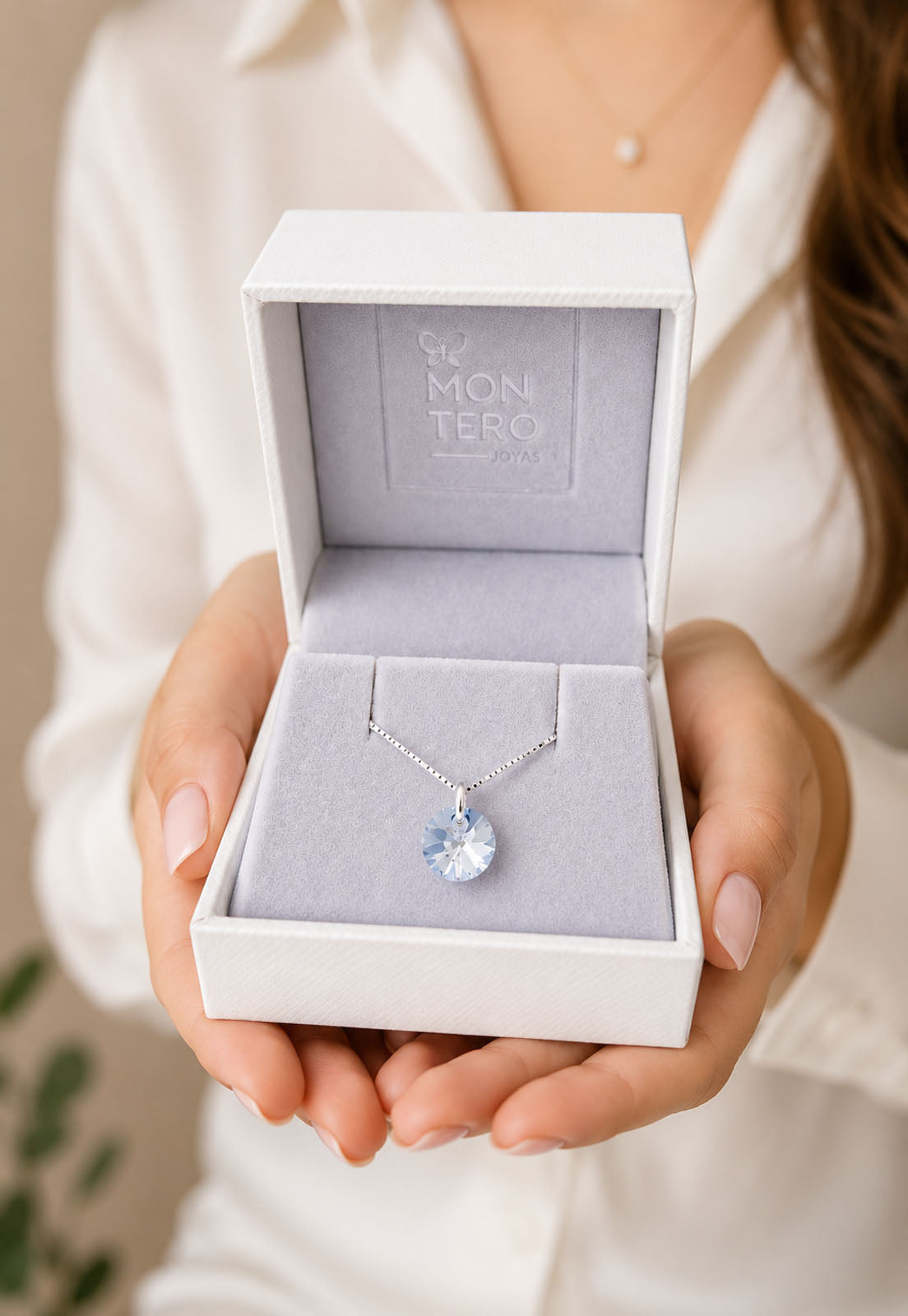 Collar Punto de Luz Plata 925 Cristal Swarovski® Blue Shade
