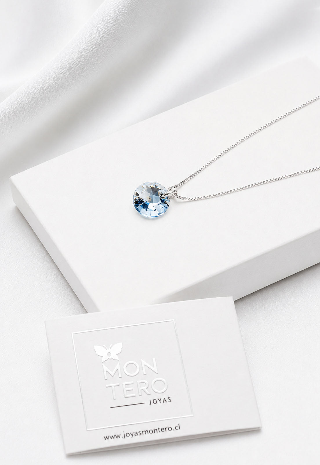 Collar Punto de Luz Plata 925 Cristal Swarovski® Blue Shade
