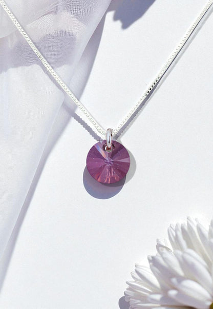 Collar Punto de Luz Plata 925 Cristal Genuino Antique Pink