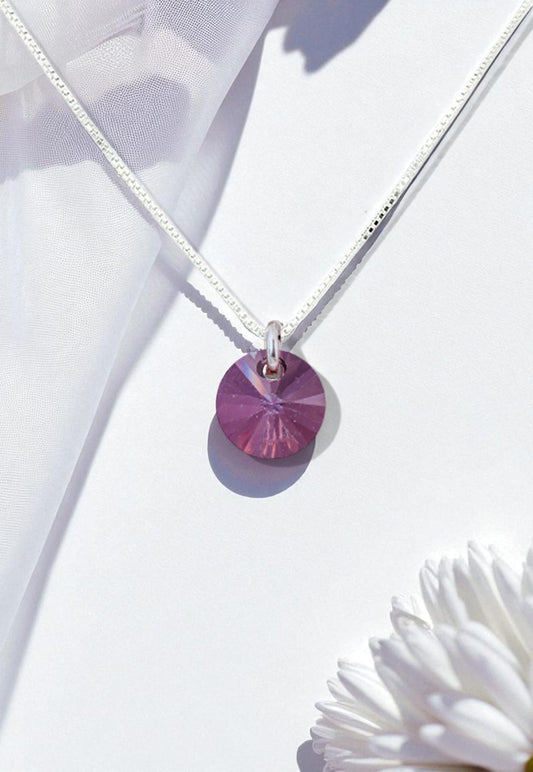 Collar Punto de Luz Plata 925 Cristal Genuino Antique Pink