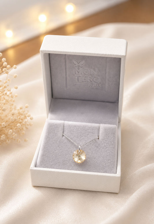 Collar Punto de Luz Plata 925 Cristal Swarovski® Golden Shadow