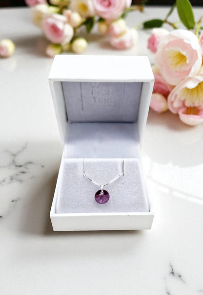 Collar Punto de Luz Plata 925 Cristal Genuino Antique Pink