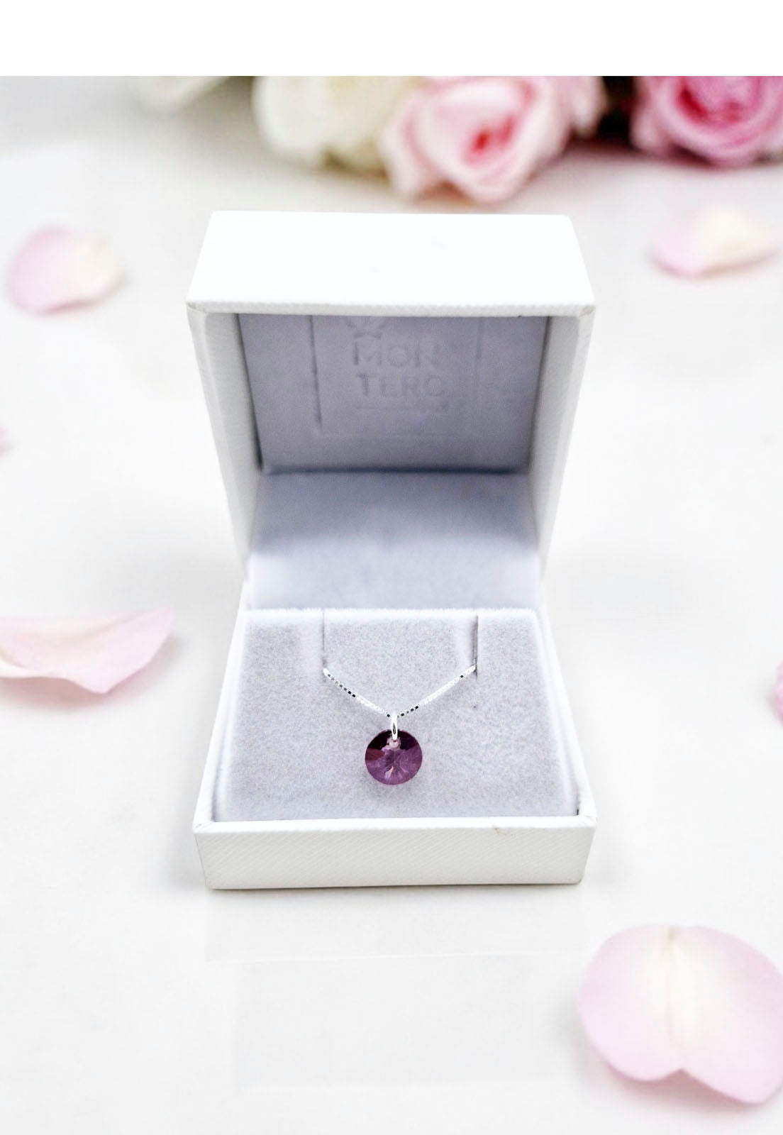 Collar Punto de Luz Plata 925 Cristal Genuino Antique Pink