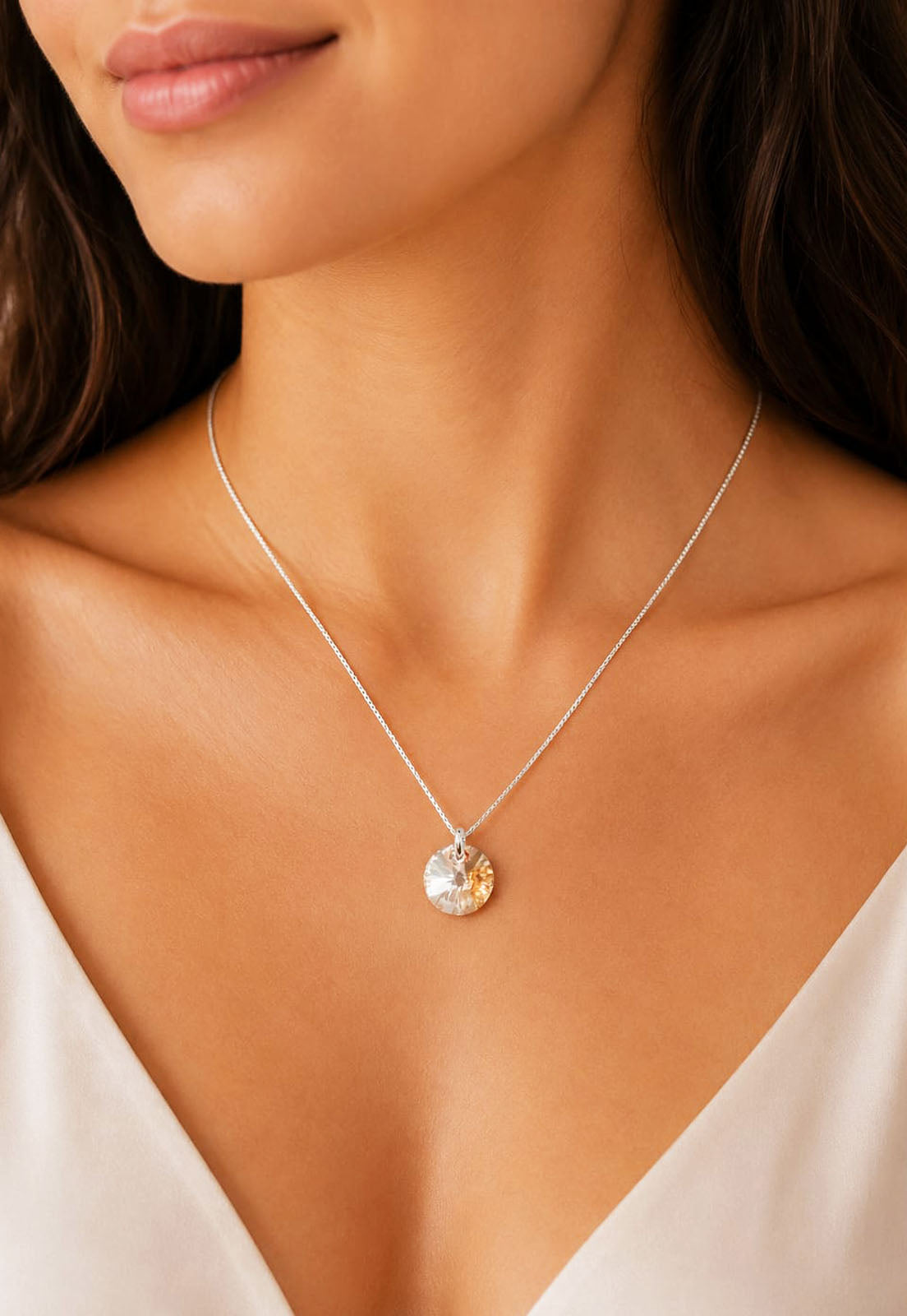 Collar Punto de Luz Plata 925 Cristal Swarovski® Golden Shadow