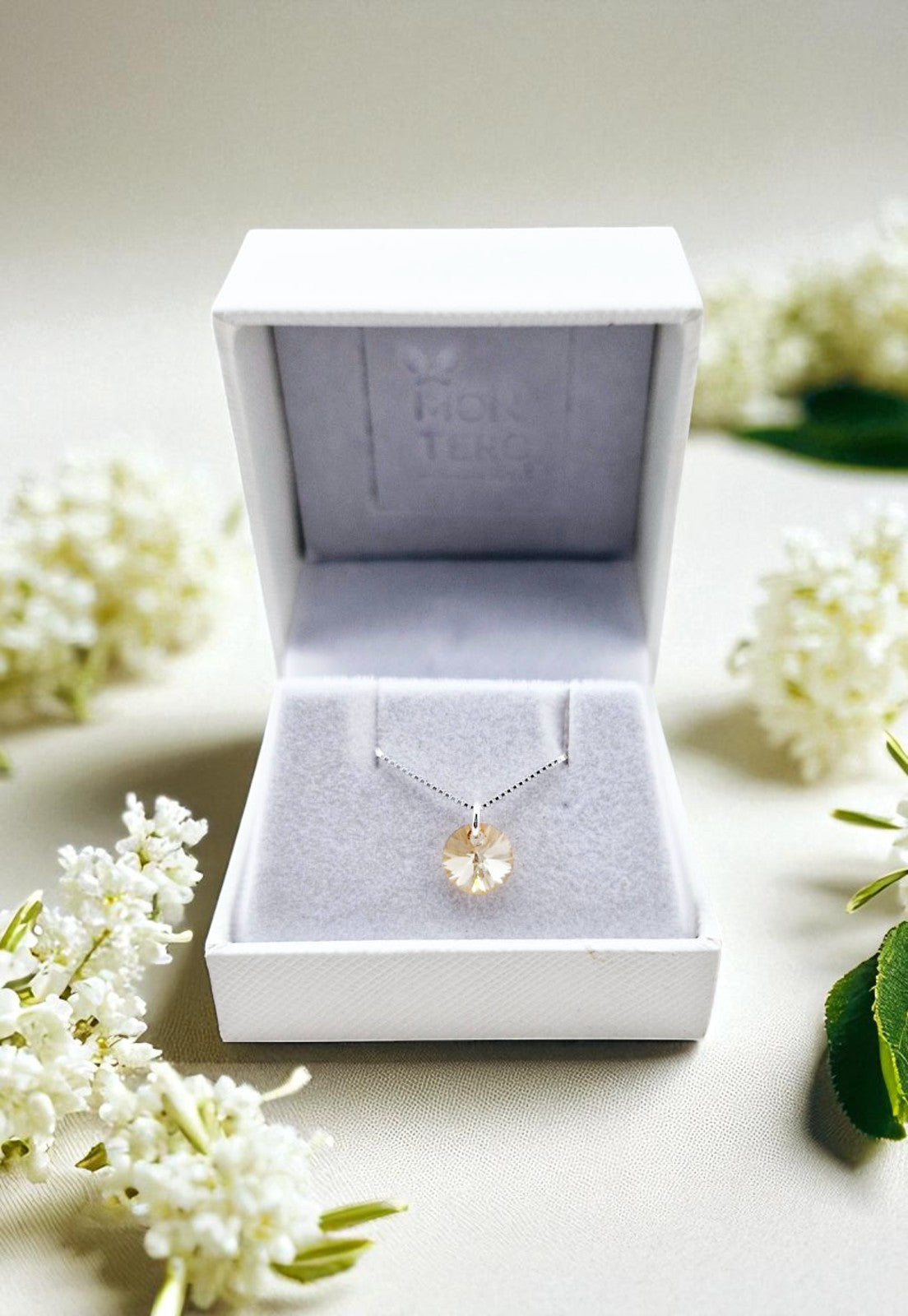 Collar Punto de Luz Plata 925 Cristal Genuino Golden Shadow