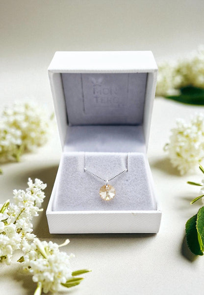 Collar Punto de Luz Plata 925 Cristal Genuino Golden Shadow