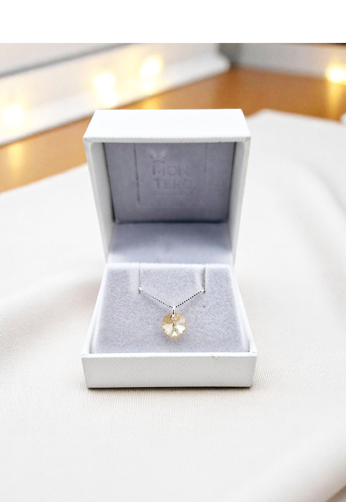 Collar Punto de Luz Plata 925 Cristal Genuino Golden Shadow