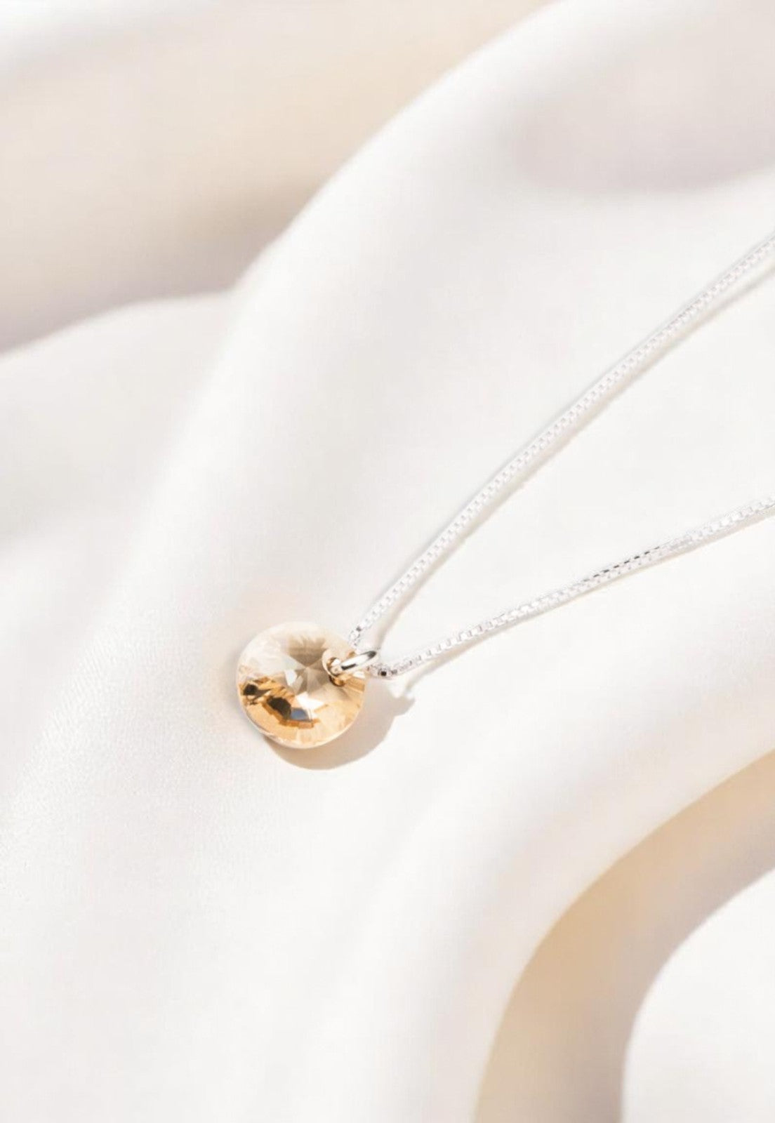 Collar Punto de Luz Plata 925 Cristal Genuino Golden Shadow