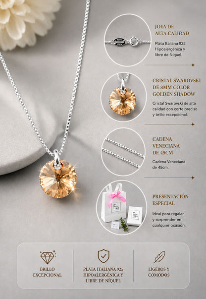 Collar Punto de Luz Plata 925 Cristal Swarovski® Golden Shadow