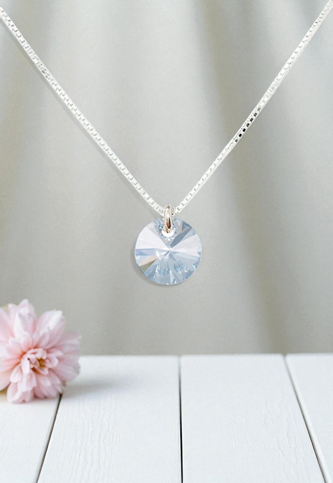 Collar Punto de Luz Plata 925 Cristal Genuino Blue Shade