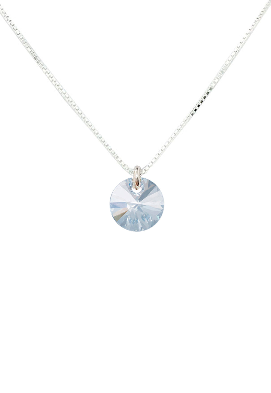 Collar Punto de Luz Plata 925 Cristal Genuino Blue Shade