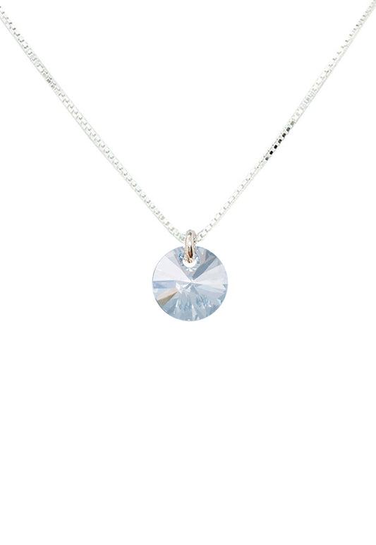 Collar Punto de Luz Plata 925 Cristal Genuino Blue Shade