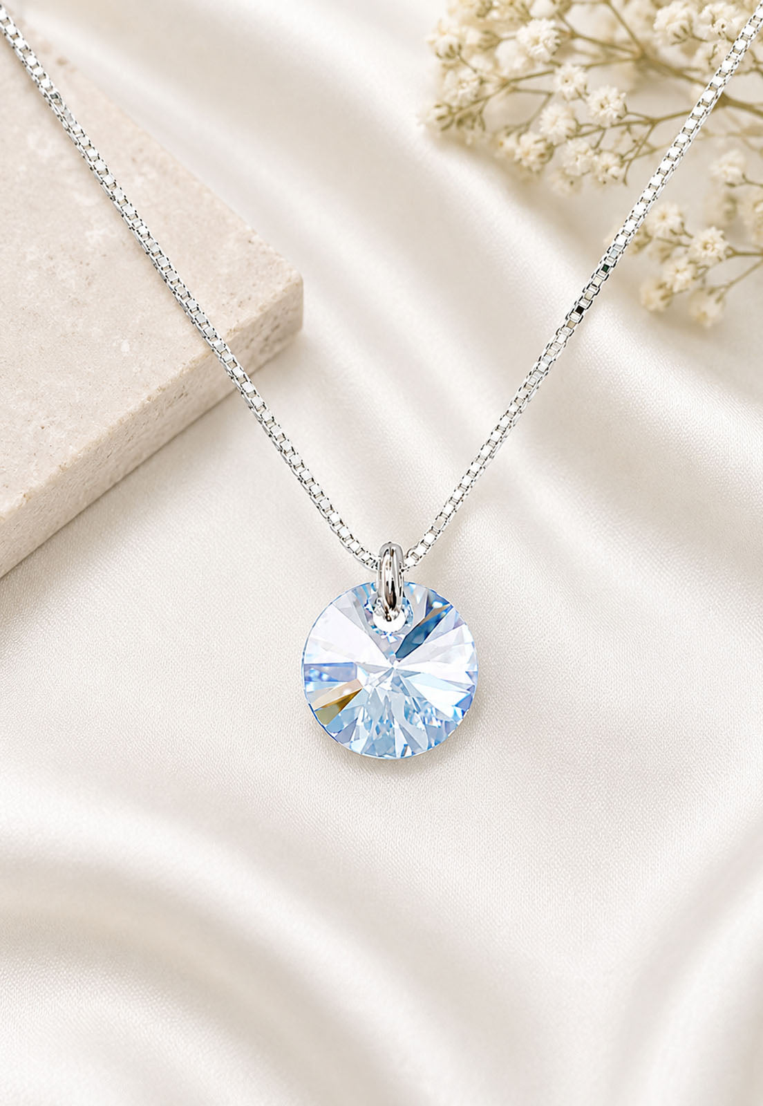 Collar Punto de Luz Plata 925 Cristal Swarovski® Blue Shade