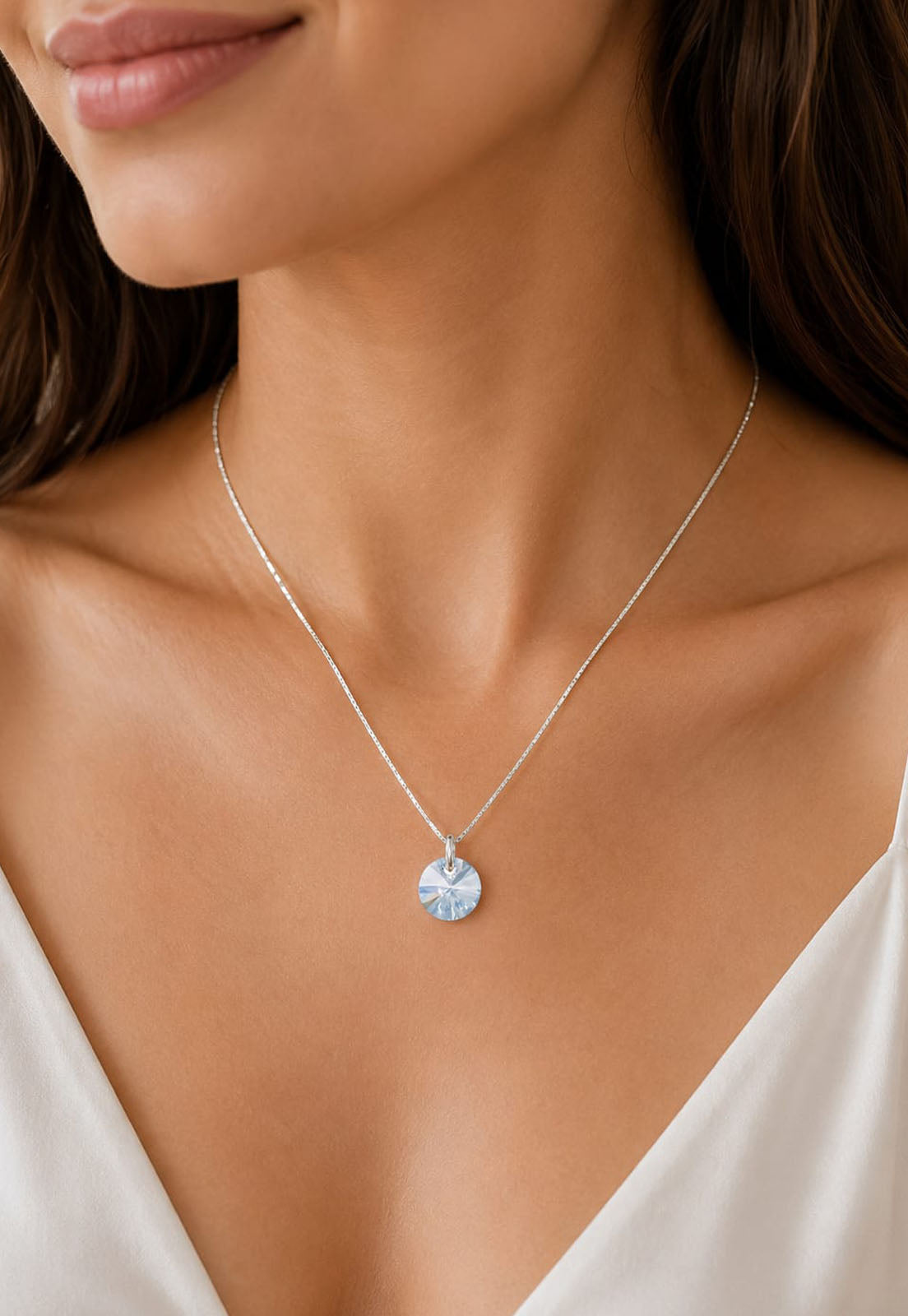 Collar Punto de Luz Plata 925 Cristal Swarovski® Blue Shade