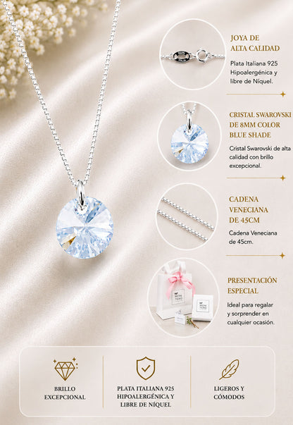 Collar Punto de Luz Plata 925 Cristal Swarovski® Blue Shade
