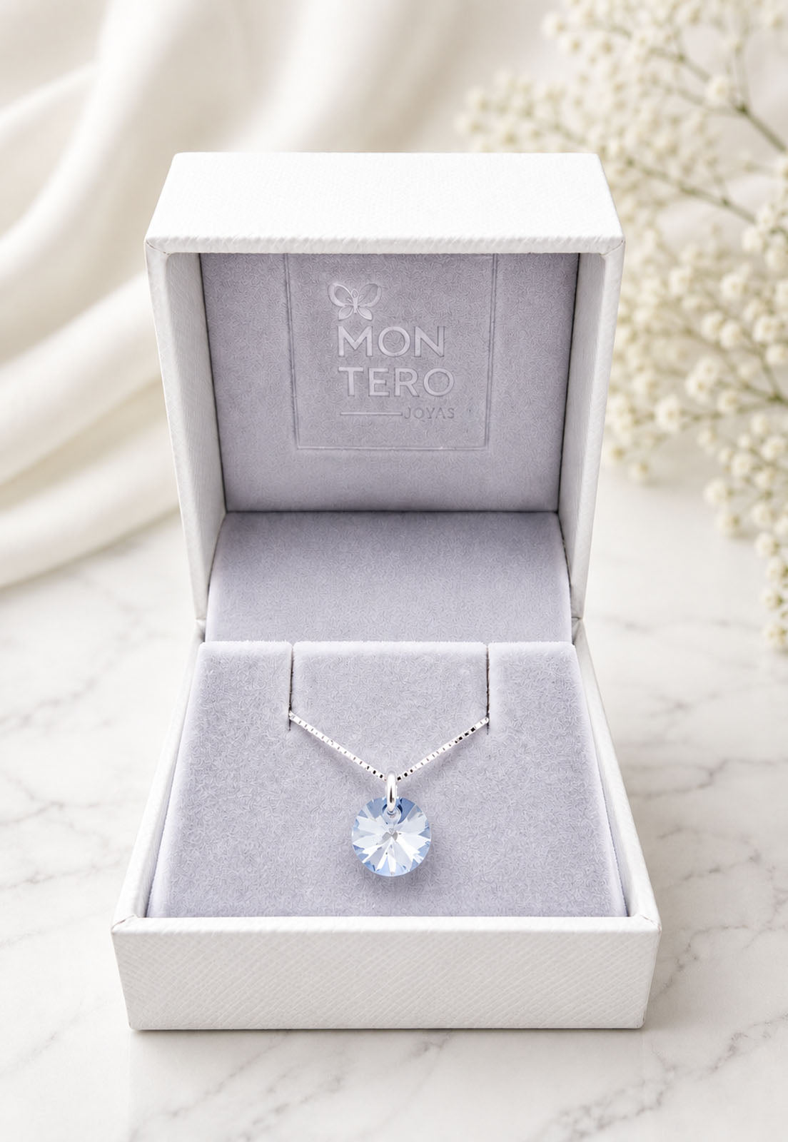 Collar Punto de Luz Plata 925 Cristal Swarovski® Blue Shade
